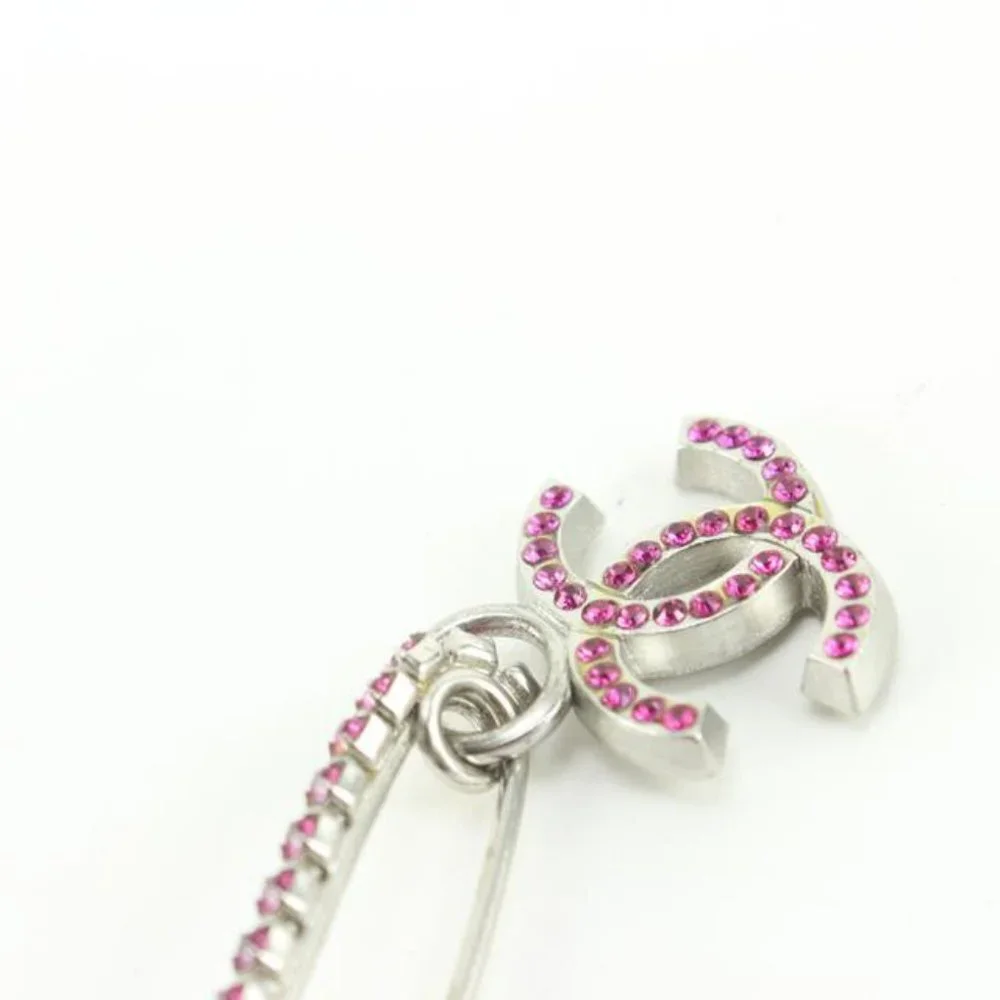 Chanel 02P Silver x Fuchsia Safety Pin Brooch 71ck84s